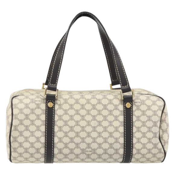 CELINE Macadam Canvas Hand Bag PVC Leather Ivory Gold Auth 191981A