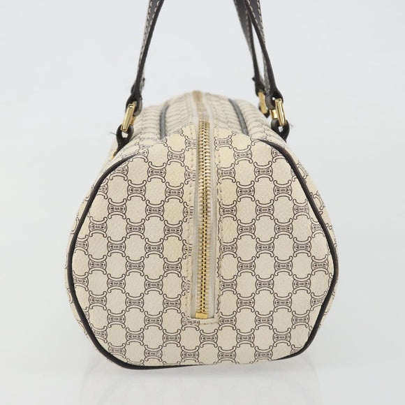 CELINE Macadam Canvas Hand Bag PVC Leather Ivory Gold Auth 191981A