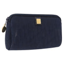 Christian Dior Trotter Canvas Pouch Navy Gold Auth 191983A-1