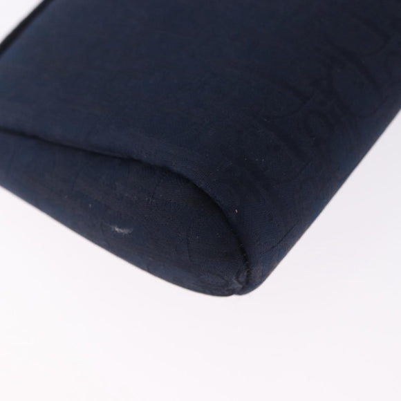 Christian Dior Trotter Canvas Pouch Navy Gold Auth 191983A
