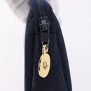 Christian Dior Trotter Canvas Pouch Navy Gold Auth 191983A-8