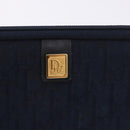 Christian Dior Trotter Canvas Pouch Navy Gold Auth 191983A-9
