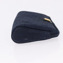 Christian Dior Trotter Canvas Pouch Navy Gold Auth 191983A-3