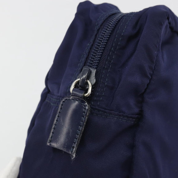 PRADA Pouch Nylon Navy Silver Auth 191985A