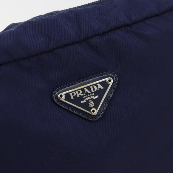 PRADA Pouch Nylon Navy Silver Auth 191985A