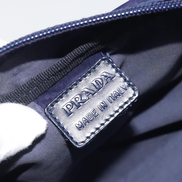 PRADA Pouch Nylon Navy Silver Auth 191985A