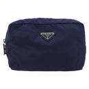 PRADA Pouch Nylon Navy Silver Auth 191985A-13