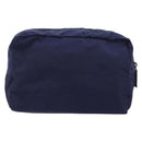 PRADA Pouch Nylon Navy Silver Auth 191985A-2