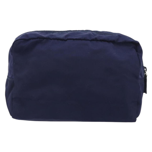 PRADA Pouch Nylon Navy Silver Auth 191985A
