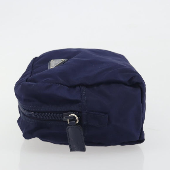 PRADA Pouch Nylon Navy Silver Auth 191985A
