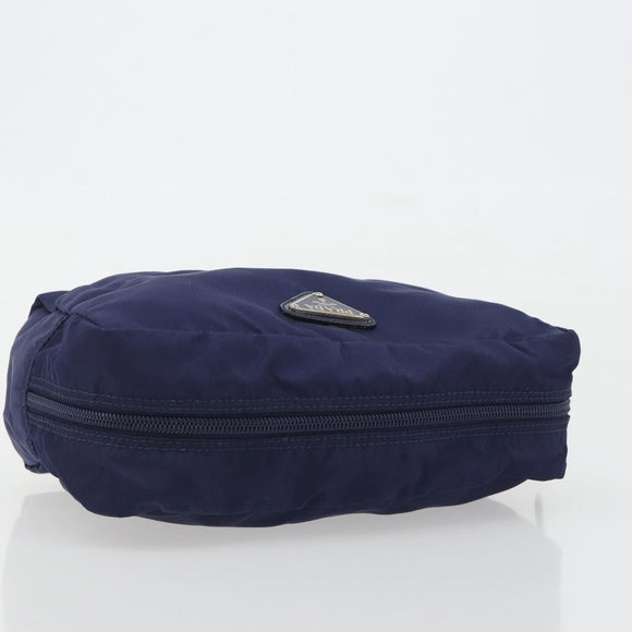 PRADA Pouch Nylon Navy Silver Auth 191985A