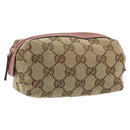GUCCI GG Canvas Pouch Beige Silver 245947 Auth 191986-1