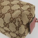 GUCCI GG Canvas Pouch Beige Silver 245947 Auth 191986-15