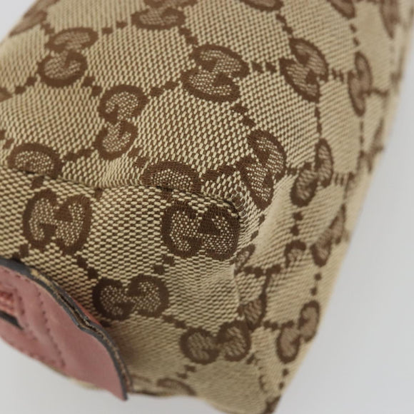 GUCCI GG Canvas Pouch Beige Silver 245947 Auth 191986