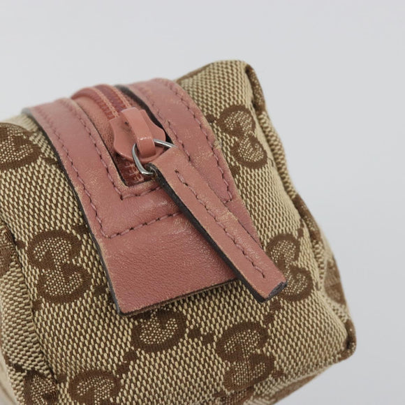 GUCCI GG Canvas Pouch Beige Silver 245947 Auth 191986