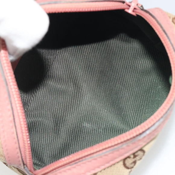 GUCCI GG Canvas Pouch Beige Silver 245947 Auth 191986