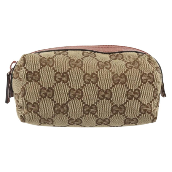 GUCCI GG Canvas Pouch Beige Silver 245947 Auth 191986