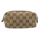 GUCCI GG Canvas Pouch Beige Silver 245947 Auth 191986-2