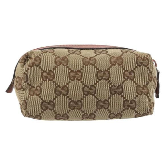GUCCI GG Canvas Pouch Beige Silver 245947 Auth 191986