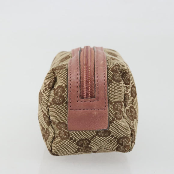 GUCCI GG Canvas Pouch Beige Silver 245947 Auth 191986