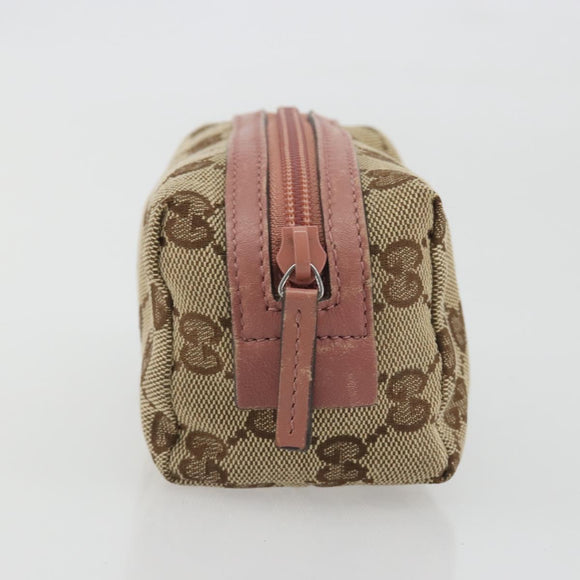 GUCCI GG Canvas Pouch Beige Silver 245947 Auth 191986