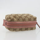GUCCI GG Canvas Pouch Beige Silver 245947 Auth 191986-5