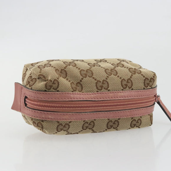 GUCCI GG Canvas Pouch Beige Silver 245947 Auth 191986