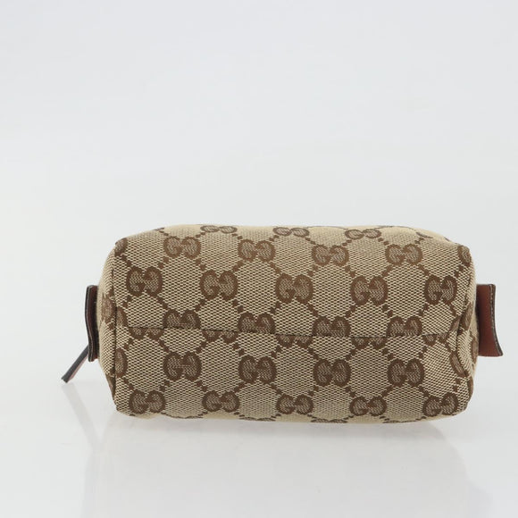 GUCCI GG Canvas Pouch Beige Silver 245947 Auth 191986
