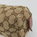 GUCCI GG Canvas Pouch Beige Silver 245947 Auth 191986-7