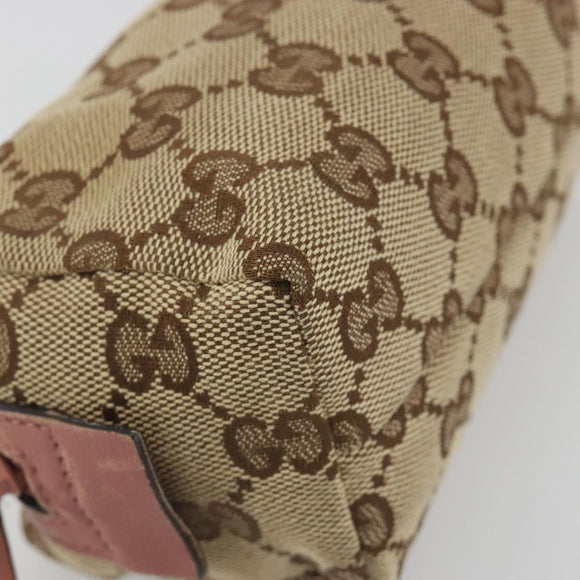 GUCCI GG Canvas Pouch Beige Silver 245947 Auth 191986