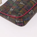 FENDI Chain Zucchino Canvas Shoulder Bag PVC Multicolor Gold Auth 192014-9