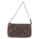 FENDI Chain Zucchino Canvas Shoulder Bag PVC Multicolor Gold Auth 192014-13