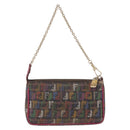 FENDI Chain Zucchino Canvas Shoulder Bag PVC Multicolor Gold Auth 192014-2