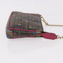 FENDI Chain Zucchino Canvas Shoulder Bag PVC Multicolor Gold Auth 192014-3