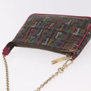 FENDI Chain Zucchino Canvas Shoulder Bag PVC Multicolor Gold Auth 192014-7