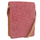 CELINE C Macadam Canvas Shoulder Wallet Suede Pink Gold Auth 192028A-1