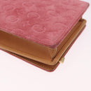 CELINE C Macadam Canvas Shoulder Wallet Suede Pink Gold Auth 192028A-8