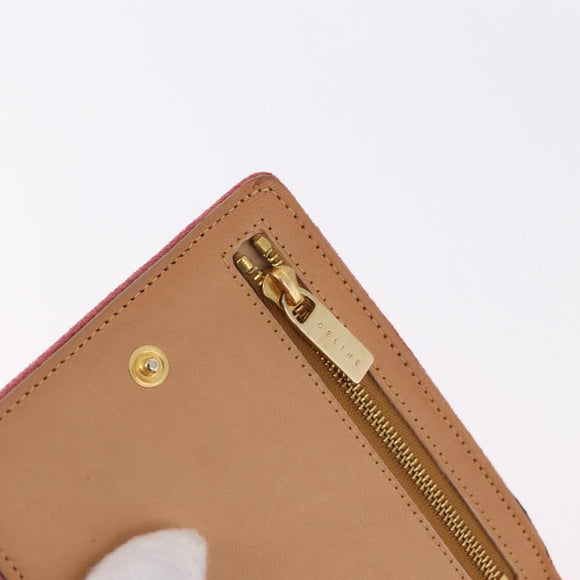 CELINE C Macadam Canvas Shoulder Wallet Suede Pink Gold Auth 192028A