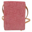 CELINE C Macadam Canvas Shoulder Wallet Suede Pink Gold Auth 192028A-13