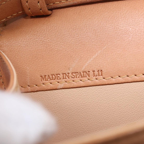 CELINE C Macadam Canvas Shoulder Wallet Suede Pink Gold Auth 192028A