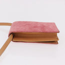 CELINE C Macadam Canvas Shoulder Wallet Suede Pink Gold Auth 192028A-4