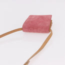CELINE C Macadam Canvas Shoulder Wallet Suede Pink Gold Auth 192028A-6