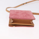 CELINE C Macadam Canvas Shoulder Wallet Suede Pink Gold Auth 192028A-5