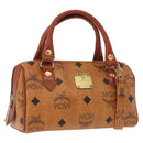MCM Logogram Vicetos Mini Boston Bag PVC Leather 2way Brown Gold Auth 192029A-1