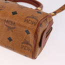 MCM Logogram Vicetos Mini Boston Bag PVC Leather 2way Brown Gold Auth 192029A-13