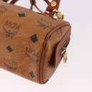 MCM Logogram Vicetos Mini Boston Bag PVC Leather 2way Brown Gold Auth 192029A-15