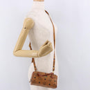 MCM Logogram Vicetos Mini Boston Bag PVC Leather 2way Brown Gold Auth 192029A-22