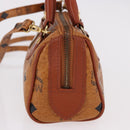 MCM Logogram Vicetos Mini Boston Bag PVC Leather 2way Brown Gold Auth 192029A-4