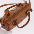MCM Logogram Vicetos Mini Boston Bag PVC Leather 2way Brown Gold Auth 192029A-6