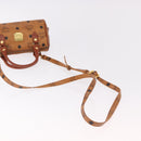 MCM Logogram Vicetos Mini Boston Bag PVC Leather 2way Brown Gold Auth 192029A-9